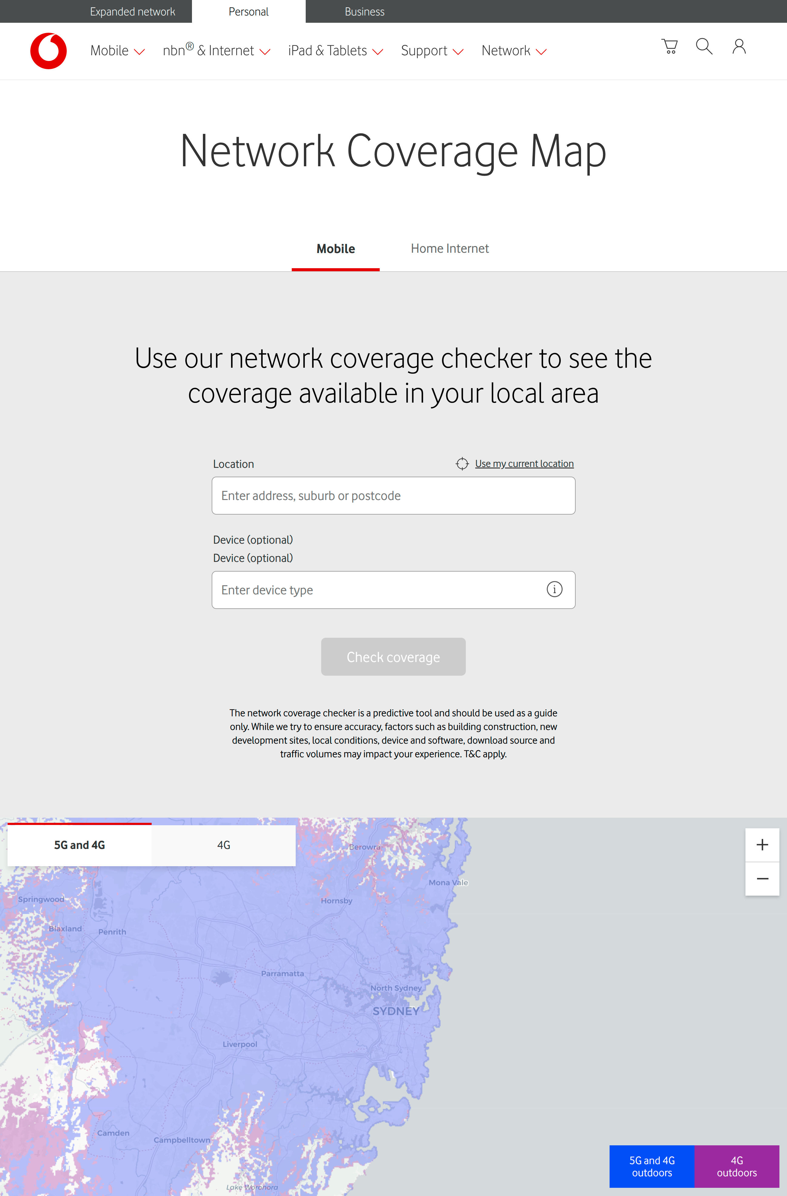 Vodafone 4G Coverage Checker